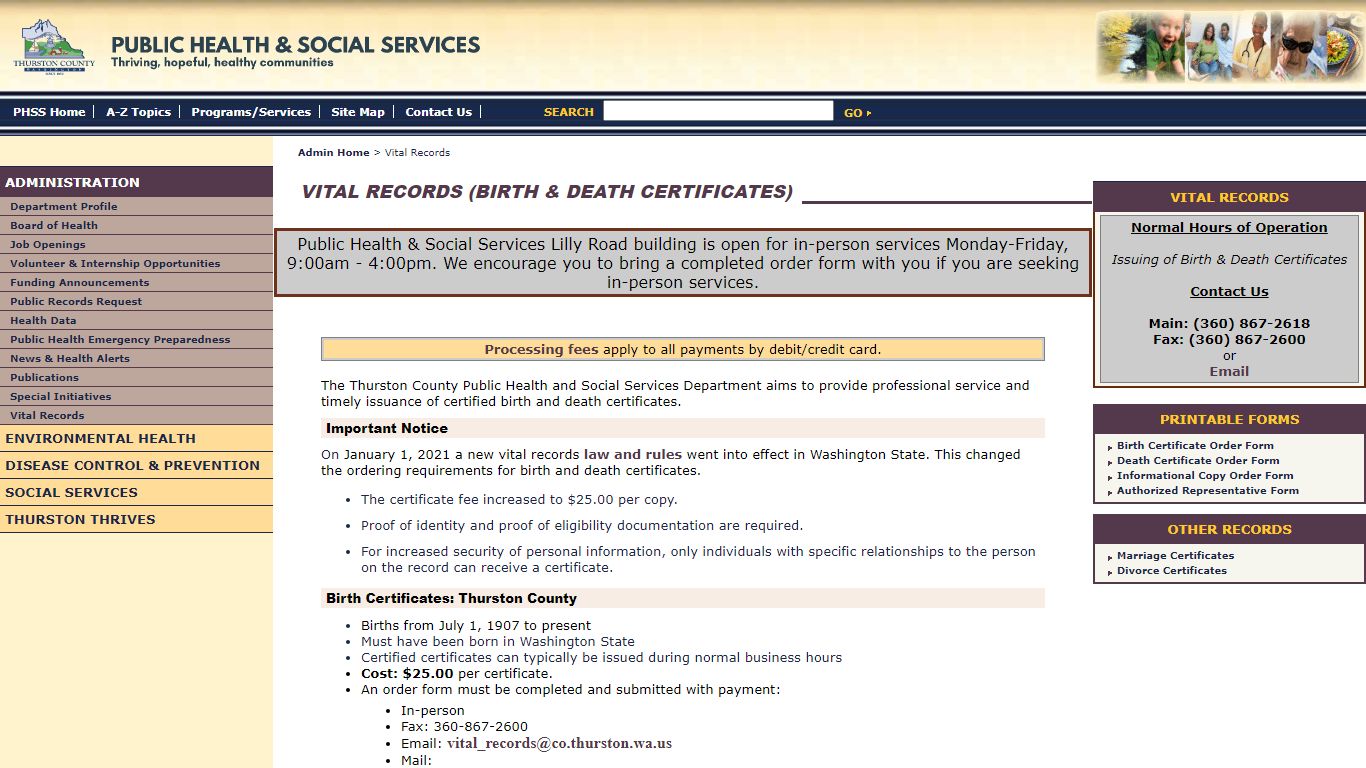 Vital Records (Birth and Death Certificates)